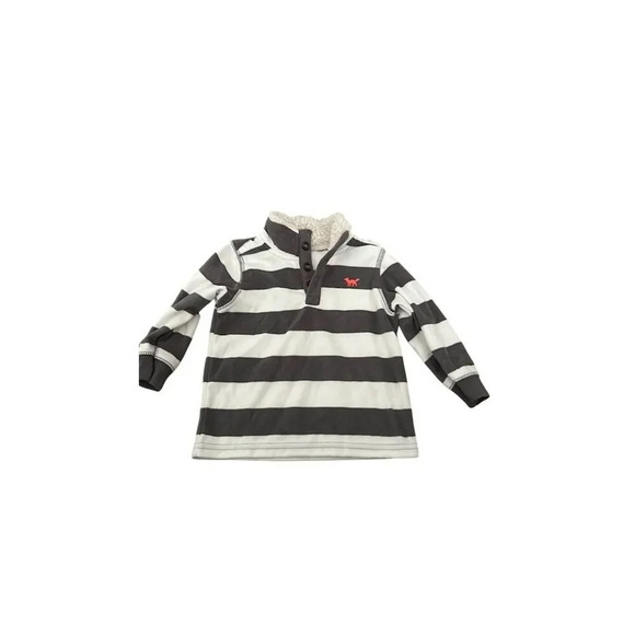 Carter's Unisex Black Striped Fleece Henley Sweater 18M - Picture 1 of 3